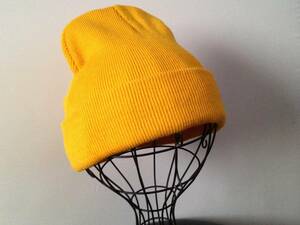 ★からし色 黄色★シンプルで使いやすいリブ編みニット帽★9281
