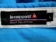 b988　le coq GOLF　ルコックゴルフ　半袖ポロシャツ　サイズL　水色系　25-8_画像6