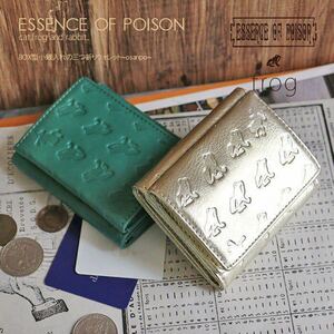 ESSENCE OF POISON BOX型 小銭入れの三つ折りウォレット ネコ DES 3500 ゴールド