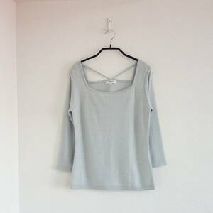 *NATURAL BEAUTY BASIC( Natural Beauty Basic )7 minute sleeve square neck lame knitted *