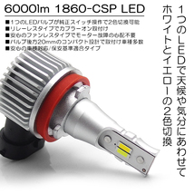 B11A 前期/後期 ekスペース カスタム含む LED フォグランプ H16 12W 6000lm LED 2色切替 6000K/ホワイト 3000K/イエロー/黄色 車検対応☆_画像2