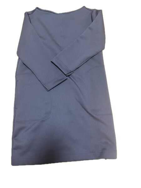 【セール中!】ワンピース チュニック ボートネック 七分袖 ネイビー 未使用品Mサイズ