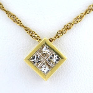 K18YG ★ ゴールド ネックレス ◇ダイヤモンド0.80ct 4月 誕生日【中古】/s20518 10004345