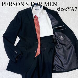 パーソンズフォーメン メンズスーツ 礼服 ブラックフォーマル セットアップ スーツ 94YA7 ヘリンボーン