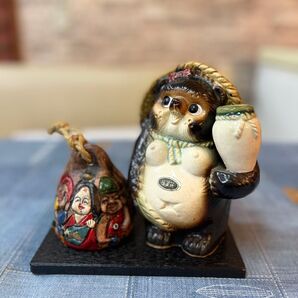 信楽焼 たぬき 狸 置物 縁起物 陶器 2個セット