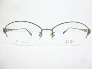 ∞【デッドストック】DAKS ダックス 眼鏡 メガネフレーム DA25236E 53[]16-135 メタル チタン ナイロール ブラウン グリーン □H8