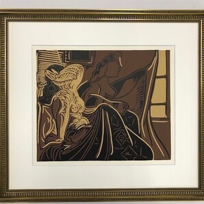 【特価】 ≪ パブロ・ピカソ ≫ LINOLEUM-CUTS【リノカット版画】 TWO WOMEN AT THE WINDOW 1962年 PABLO PICASSO