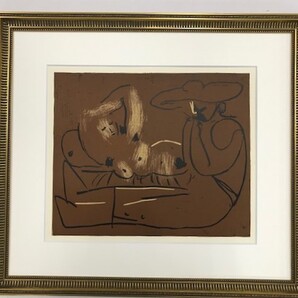 【特価】 ≪ パブロ・ピカソ ≫ LINOLEUM-CUTS【リノカット版画】 RECLINING WOMAN AND PICADOR 1962年 PABLO PICASSO