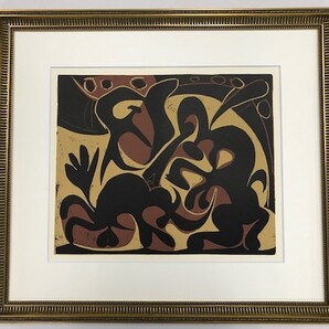 【特価】 ≪ パブロ・ピカソ ≫ LINOLEUM-CUTS【リノカット版画】 PICADOR GOADING BULL AND MATADOR 1962年 PABLO PICASSO