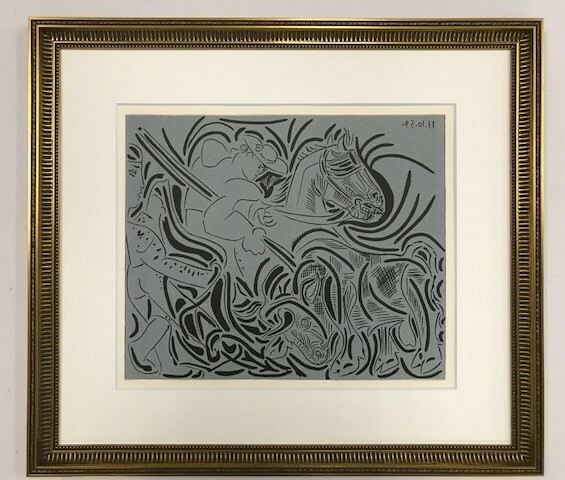 【特価】　≪　　パブロ・ピカソ　　≫ 　LINOLEUM-CUTS【リノカット版画】 　PICADOR GOADING BULL 　 1962年　 PABLO　PICASSO