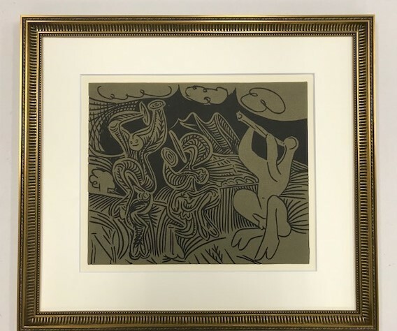 【特価】　≪　　パブロ・ピカソ　　≫ 　LINOLEUM-CUTS【リノカット版画】　DANCING SATYRS AND FLUTE PLAYER　 1962年　PABLO　PICASSO