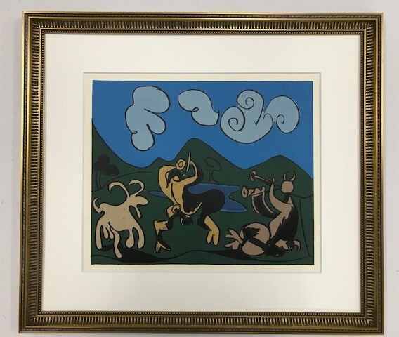 【特価】 ≪ パブロ・ピカソ ≫ LINOLEUM-CUTS【リノカット版画】 TWO SATYRS AND GOAT 1962年 PABLO PICASSO