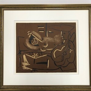 【特価】 ≪ パブロ・ピカソ ≫ LINOLEUM-CUTS【リノカット版画】 RECLINING WOMAN AND G-P PICADOR 1962年 PABLO PICASSO