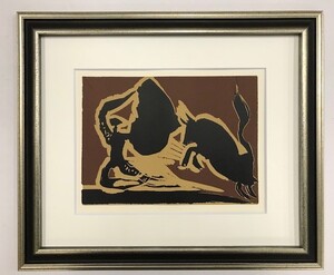 【特価】　≪　　パブロ・ピカソ　　≫　　LINOLEUM-CUTS【リノカット版画】　　BULL CHARGING A CAPA　 1962年　　PABLO　PICASSO