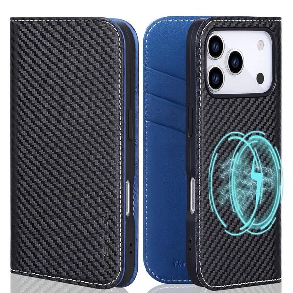 iPhone 17 スマホ ケース 手帳型 本革 アイフォン MagSafe対応 レザー TPUカバー素材 カーボンレザー