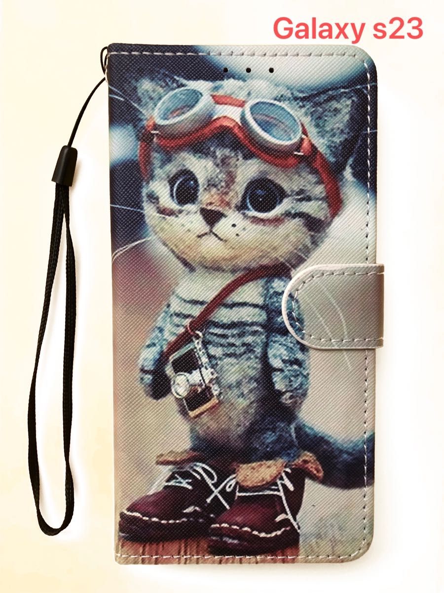 Galaxy S23 ケース 手帳型 かわいい 猫 子猫
