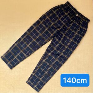 チェック柄パンツ 140cm ネイビー ブラウン