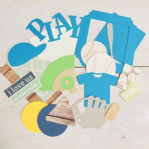 【名入れ】野球アルバム、写真のデコレーションに 青