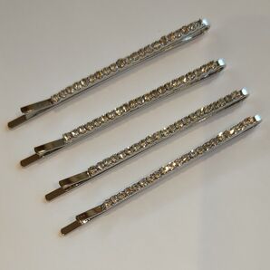 ラインストーン ヘアピン 4個セット シルバー