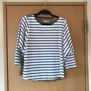 ボーダーカットソー トップス(七分袖)