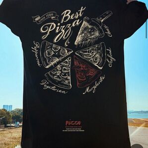 ピザT ストリート メンズ レディース Tシャツ 黒 大きいサイズ ゆったり Tシャツ