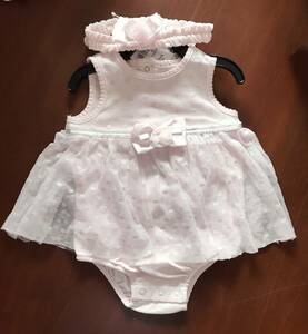  new goods 95 24M * cost koLittle Mechuchu One-piece hair band attaching dot pink frill rompers baby formal dress 