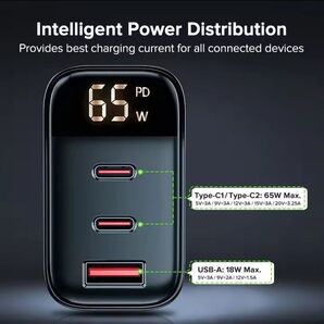 ☆Tuodes☆65W GaN ワット数デジタル表示LEDディスプレイ付き☆3ポート急速充電器★PD/QC 急速充電アダプター★