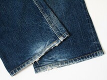 難有り【 DENIME ドゥニーム 】ヴィンテージ復刻 インディゴ デニムパンツ ボタンフライ 革パッチ セルビッチ 隠しリベット 擦れキズ_画像9