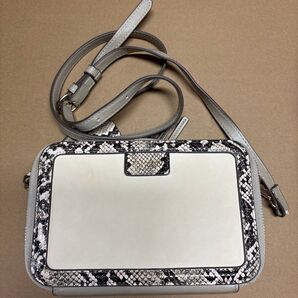 パイソン柄 ショルダーバッグ ミニバッグ ベージュ系