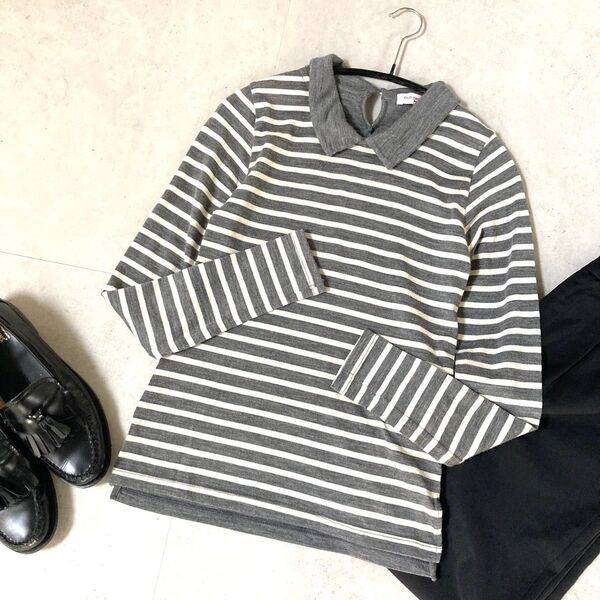 訳ありオールドイングランド ニットポロシャツ ボーダー柄