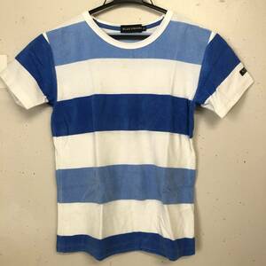 【子供服】 BLUE CROSS 半袖Tシャツ 水色系ボーダー タオル地 Sサイズ ブルークロス キッズ ファッション 中古
