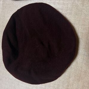 ラムウールベレー帽 バーガンディ 中古品