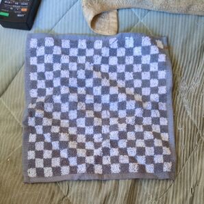 市松模様 ハンドタオル グレー ホワイト