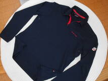 U660美品!■HILFIGER*US SKI TEAM/トミーヒルフィガー★黒/鹿の子★長袖ポロ■USA L_画像4