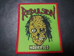 REPULSION 刺繍パッチ ワッペン 赤枠 Horrified / napalm death terrorizer carcass brutal truth anal cunt pungent stench