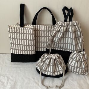 入園入学 5点セット ハンドメイド 男の子 レッスンバッグ シューズケース お着替え袋 お弁当袋 コップ袋 キルティング