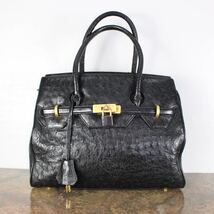 OSTRICH BELTED LEATHER HAND BAG/オーストリッチベルテッドレザーハンドバッグ_画像1