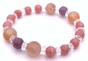  natural stone sun Stone & in ka rose & ruby. bracele 