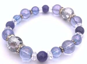  natural stone crystal silver carving blue dragon & Cosmo o-la& tanzanite. bracele 