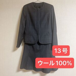 ジャケット セットアップ スカート フォーマル 冬物 グレー お宮参り 七五三 お祝い 懇談会 オケージョン 13号 L スーツ