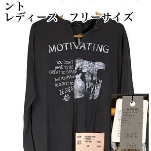 【タグ付き新品】JEANASIS ジーナシス カットオフヴィンテージプリント レディースTシャツ フリーサイズ