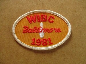 80s WIBC アメリカ女子ボウリング協会Baltimoreボルチモア刺繍ワッペン/アップリケ米国ビンテージUSAアメリカbowlingヴィンテージ V143