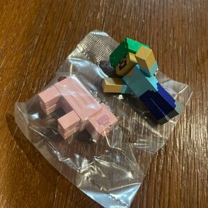 マインクラフト マスコット 2個セット ブタ スティーブ キーホルダー