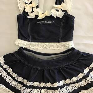 110 120 サイズ 違い メゾピアノ セパレート 水着 リボン レース デニム風 mezzo piano 女の子 プール 海 ☆