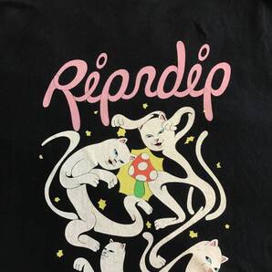 XLサイズ RIPNDIP The Magic Touch ロングTシャツ リップンディップ 長袖 ロンT 猫 袖ロゴ 古着 黒 ブラック ネコ Tシャツ ☆