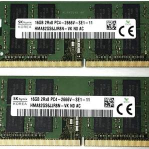 【送料無料】DDR4-2666V PC4-21333 16Gx2枚 計32GB SO-DIMM (SK hynix HMA82GS6JJR8N-VK) 中古