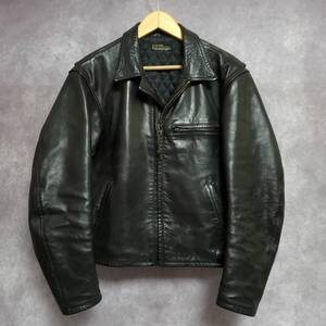 【希少 馬革 90s】 日本製 K's GAME k's BREW 岩城滉一 本革 レザー シングル ライダースジャケット キルティング 中綿