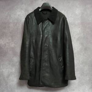 【クリーニング済 50s~】 襟ウール 本革 レザージャケット カーコート レザーコート コルビジェ ファイヤーマン ビンテージ