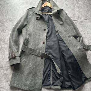 【美品・XL相当】BARNEYS NEWYORK バーニーズニューヨーク トレンチコート グレー アウター メンズ ロング丈 ビジネス 秋冬 高級 LL 大きめ