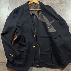 【ほぼ未使用・XL】NAVY. ネイビー テーラードジャケット ブレザー 紺 金ボタン 2つボタン 紺ブレ メンズ 秋冬 ストレッチ LL 大きいサイズ